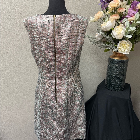 Tahari Arthur Levine Metallic Tweed Shift Dress Sleeveless Career 8 - Picture 3 of 7
